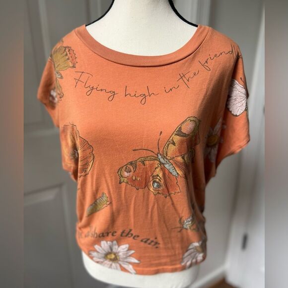 Daydreamer x Free People Butterfly Cropped Muscle Tee Size Large - Picture 1 of 7